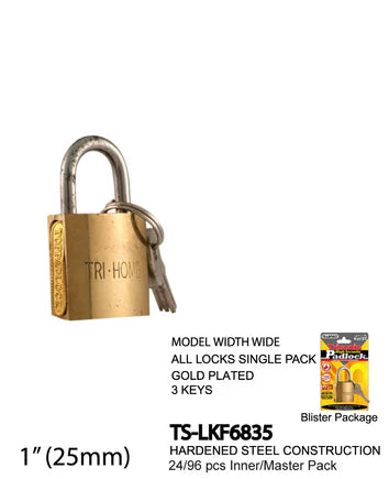 Gold Plated Steel Padlock (1")