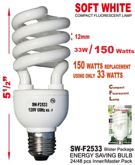 Energy Saving Large Spiral Soft White Bulb (33W/150W)