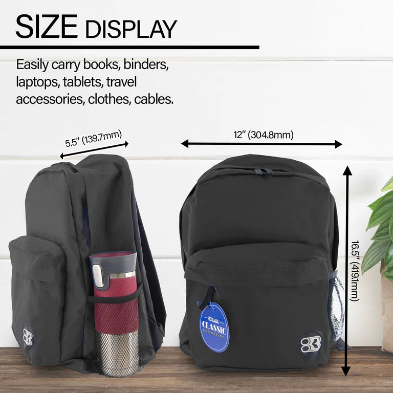 BAZIC 17" Black Classic Backpack