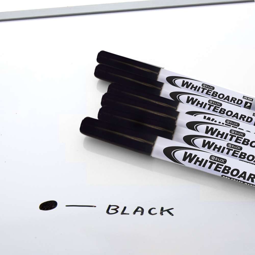 BAZIC Black Fine Tip Dry-Erase Markers