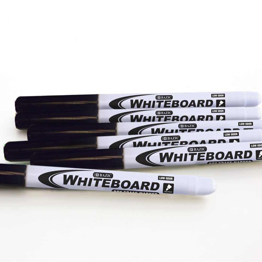 BAZIC Black Fine Tip Dry-Erase Markers