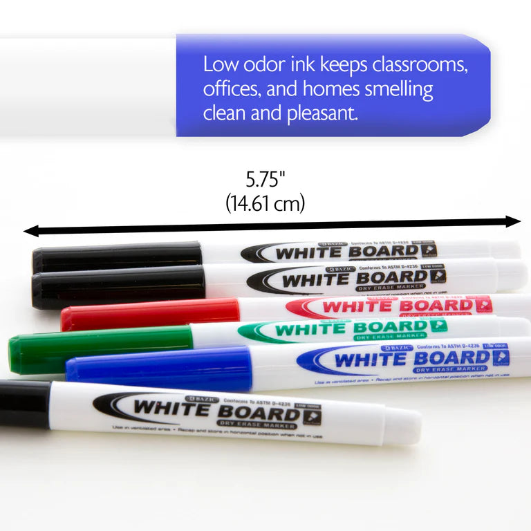 BAZIC Assorted Colors Fine Tip Dry-Erase
