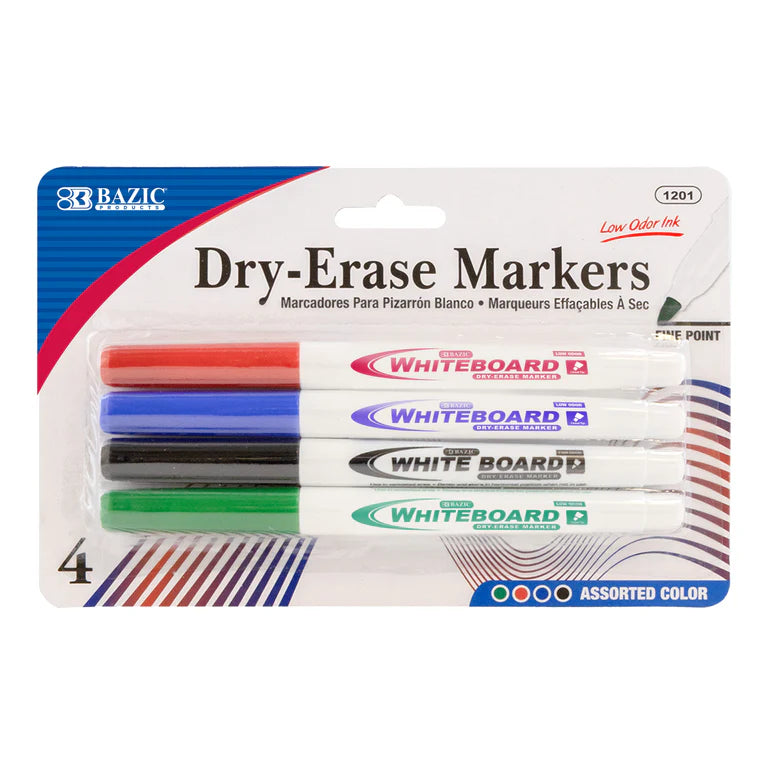 BAZIC Assorted Colors Fine Tip Dry-Erase