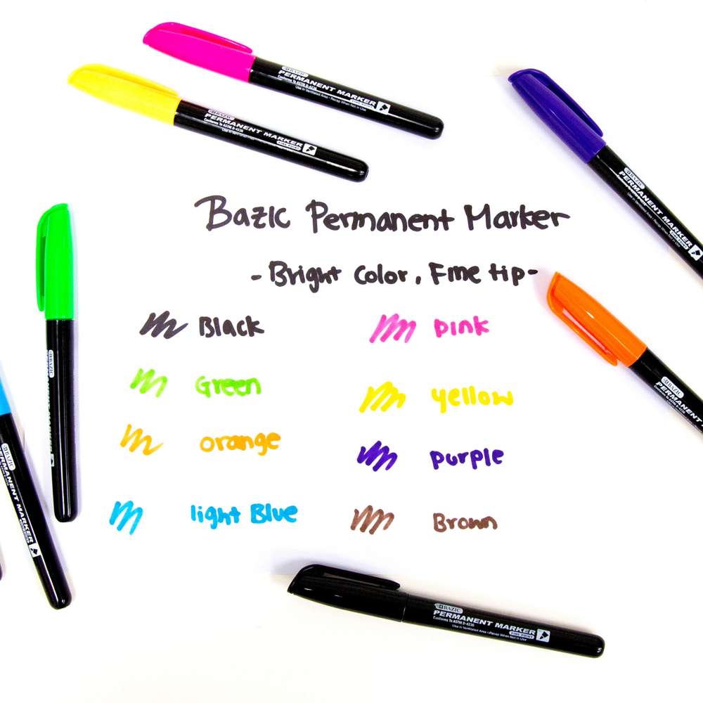 BAZIC Bright Colors Fine Tip Permanent Markers