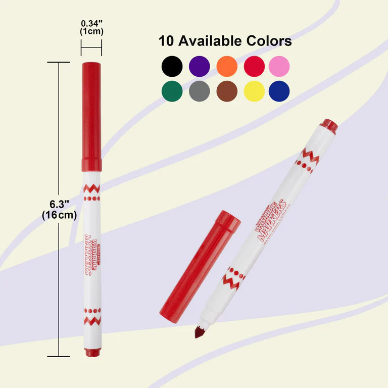 BAZIC 10 Colors Super Tip Washable Markers