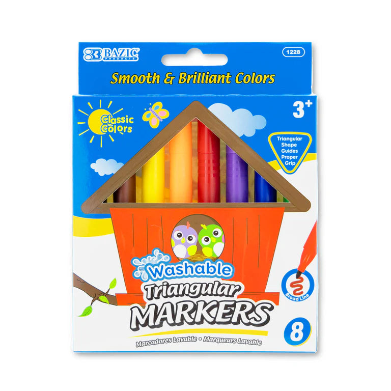 BAZIC 8 Colors Jumbo Triangle Washable
