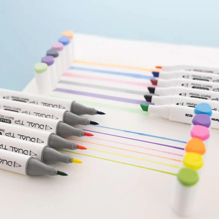 BAZIC 6 Fluorescent Colors Dual Tip Sketch