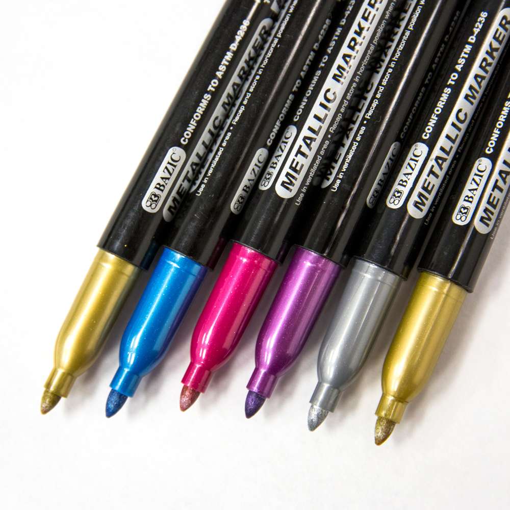 BAZIC 6 Metallic Colors Markers