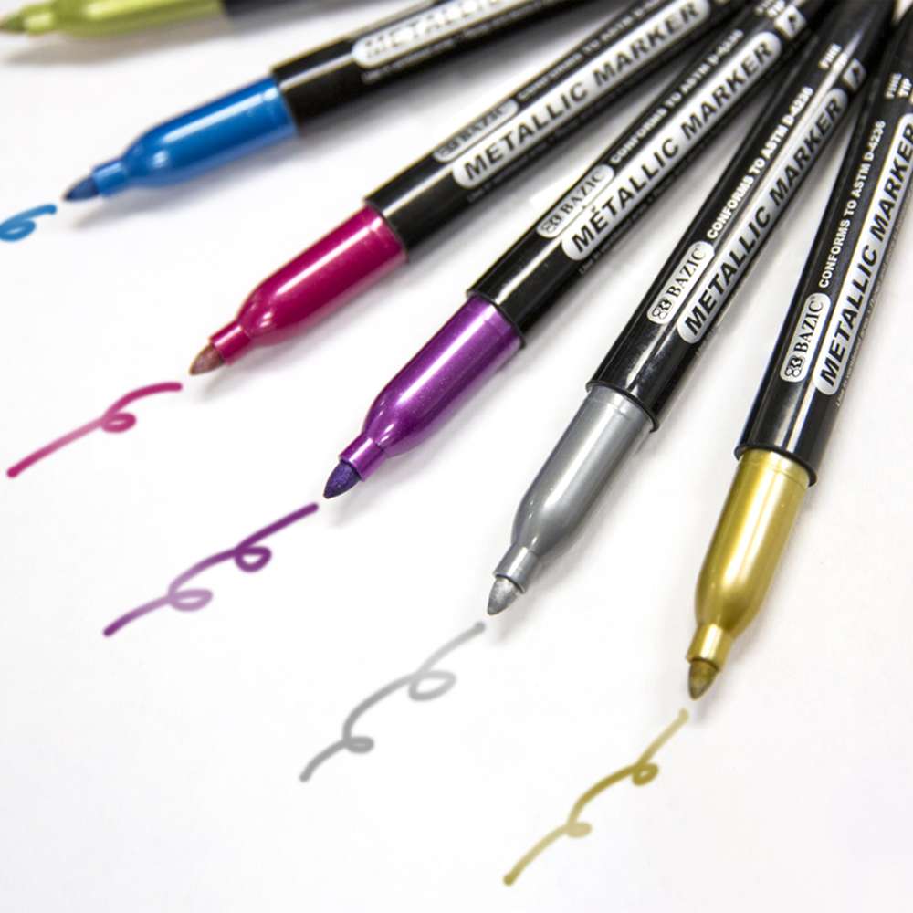 BAZIC 6 Metallic Colors Markers