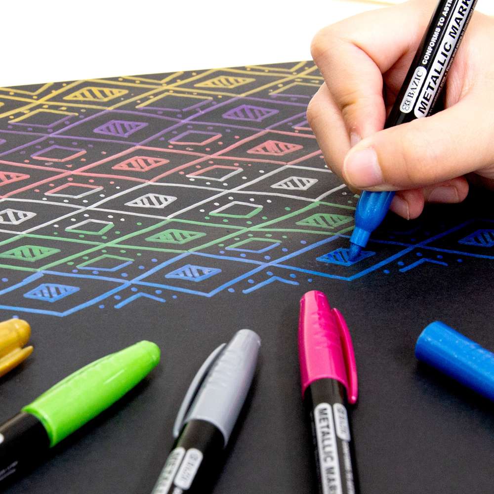 BAZIC 6 Metallic Colors Markers