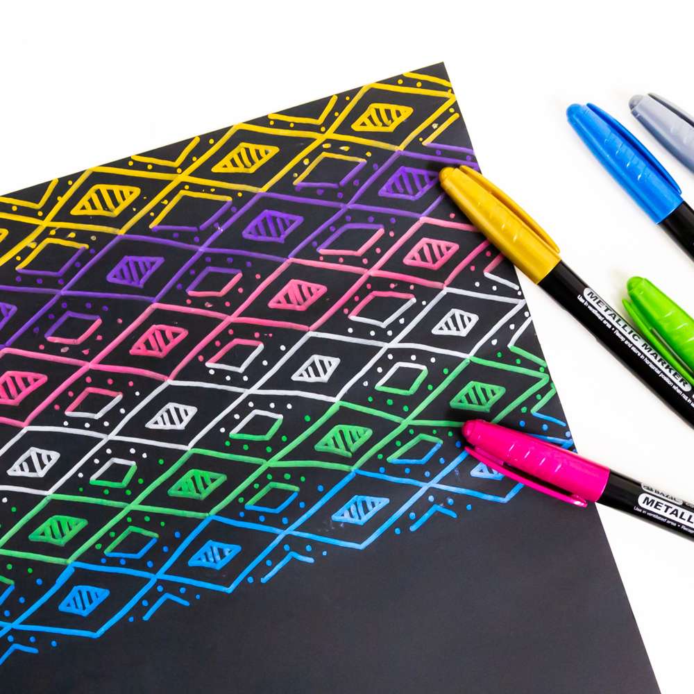 BAZIC 6 Metallic Colors Markers