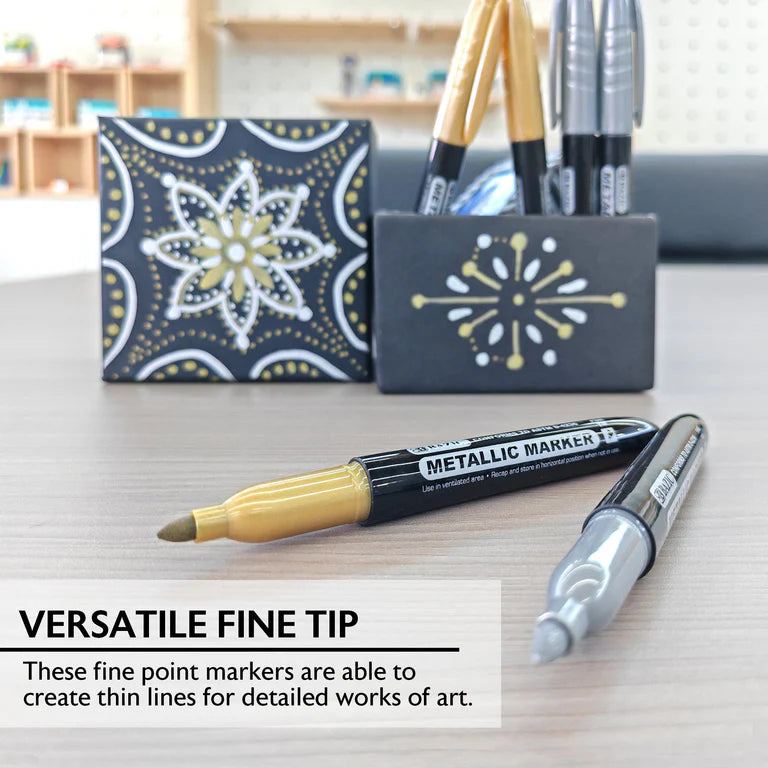 BAZIC Silver & Gold Metallic Markers (2/Pack)