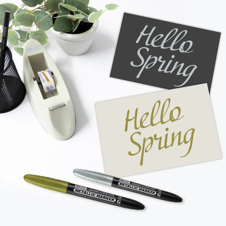 BAZIC Silver & Gold Metallic Markers (2/Pack)