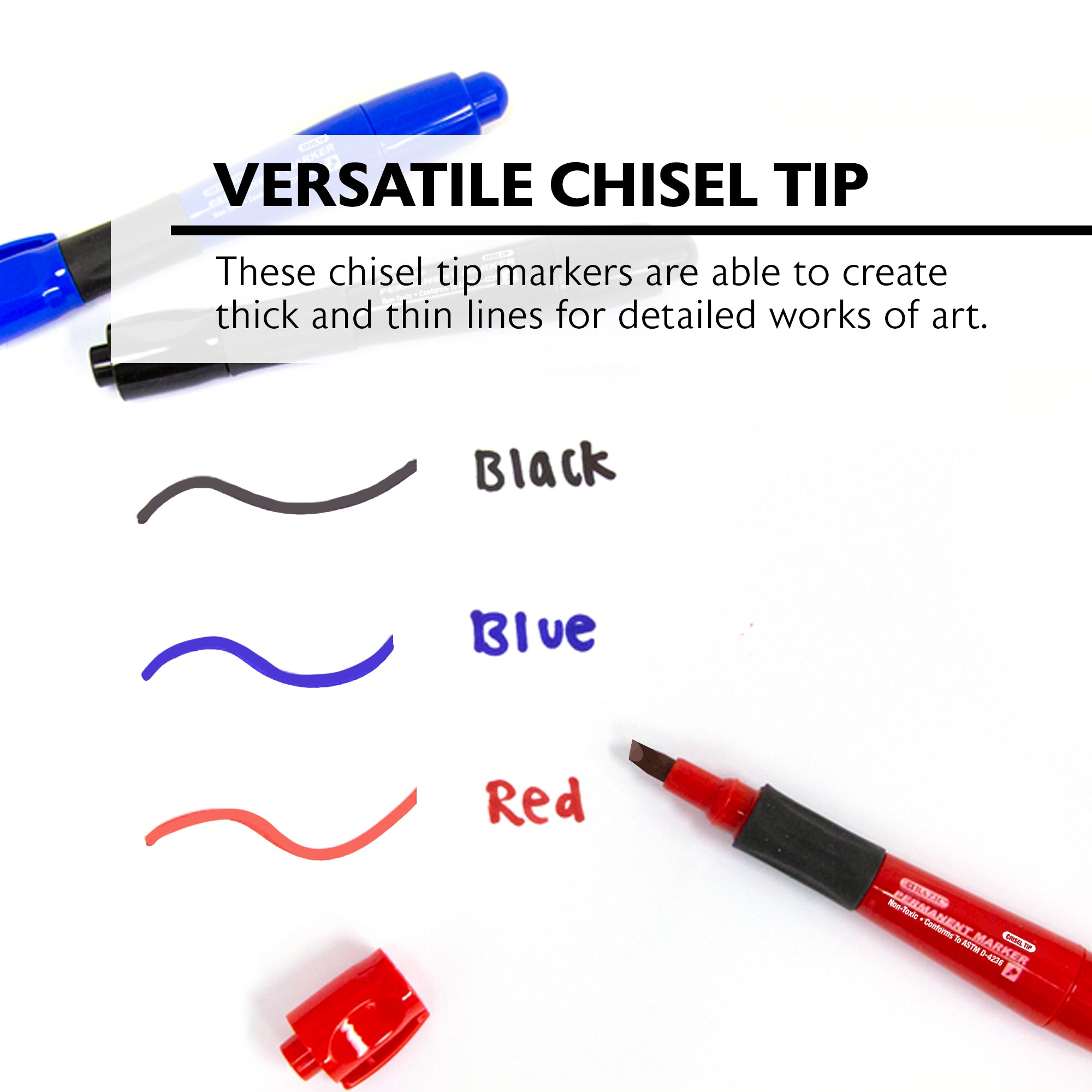 BAZIC Assorted Colors Chisel Tip Jumbo