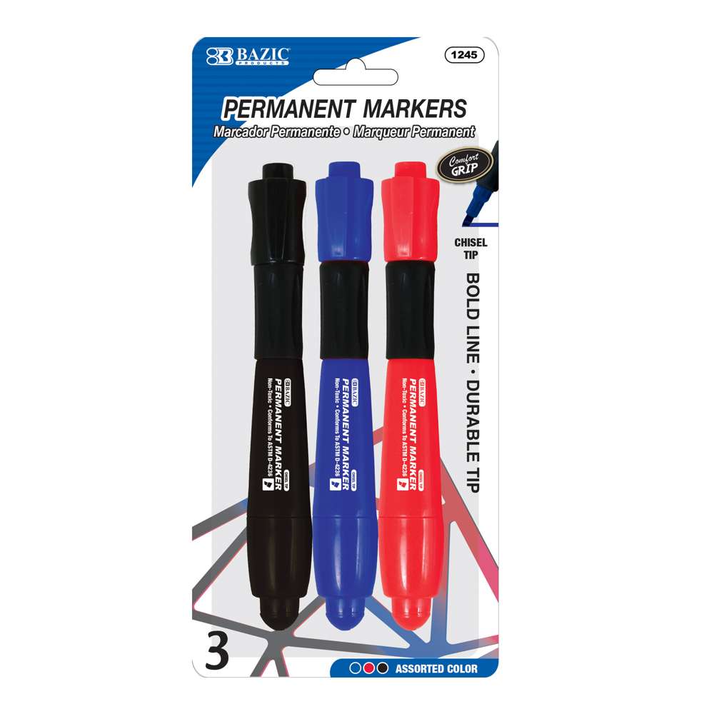 BAZIC Assorted Colors Chisel Tip Jumbo