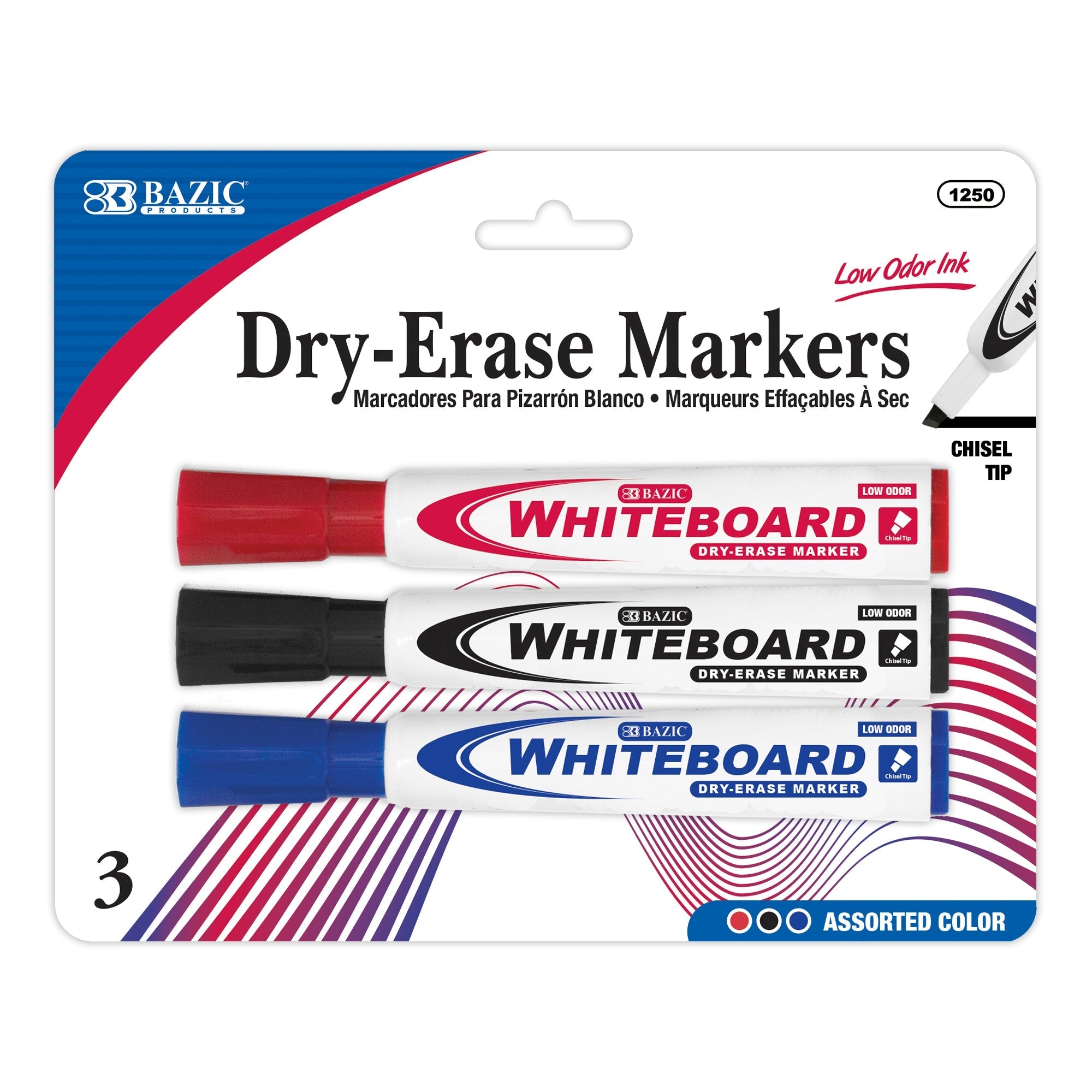BAZIC Assorted Colors Chisel Tip Dry-Erase