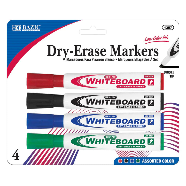 Chisel Tip Assorted Color Dry-Erase Markers (4/Pack)
