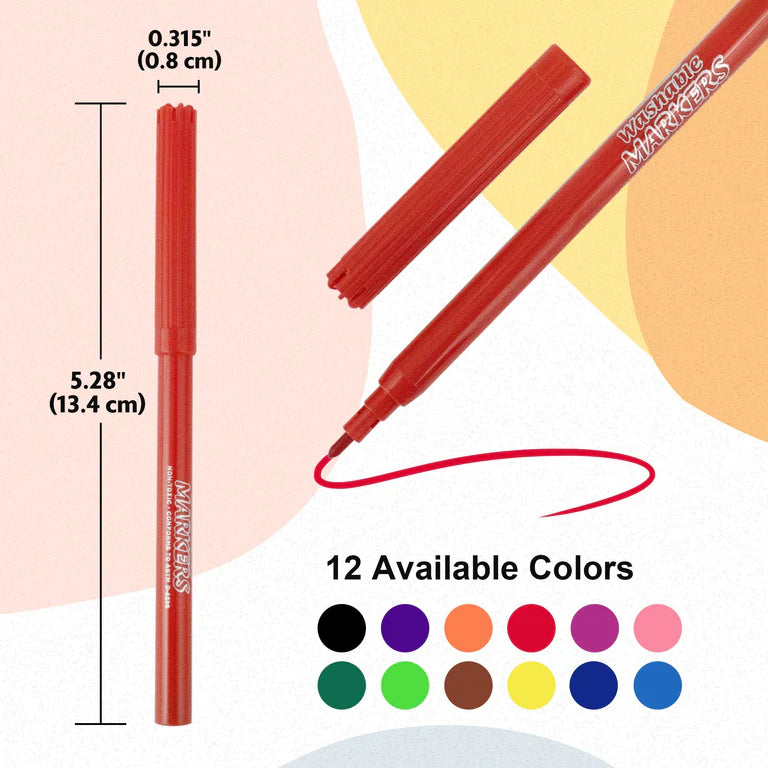 BAZIC 12 Classic Colors Fine Line Washable