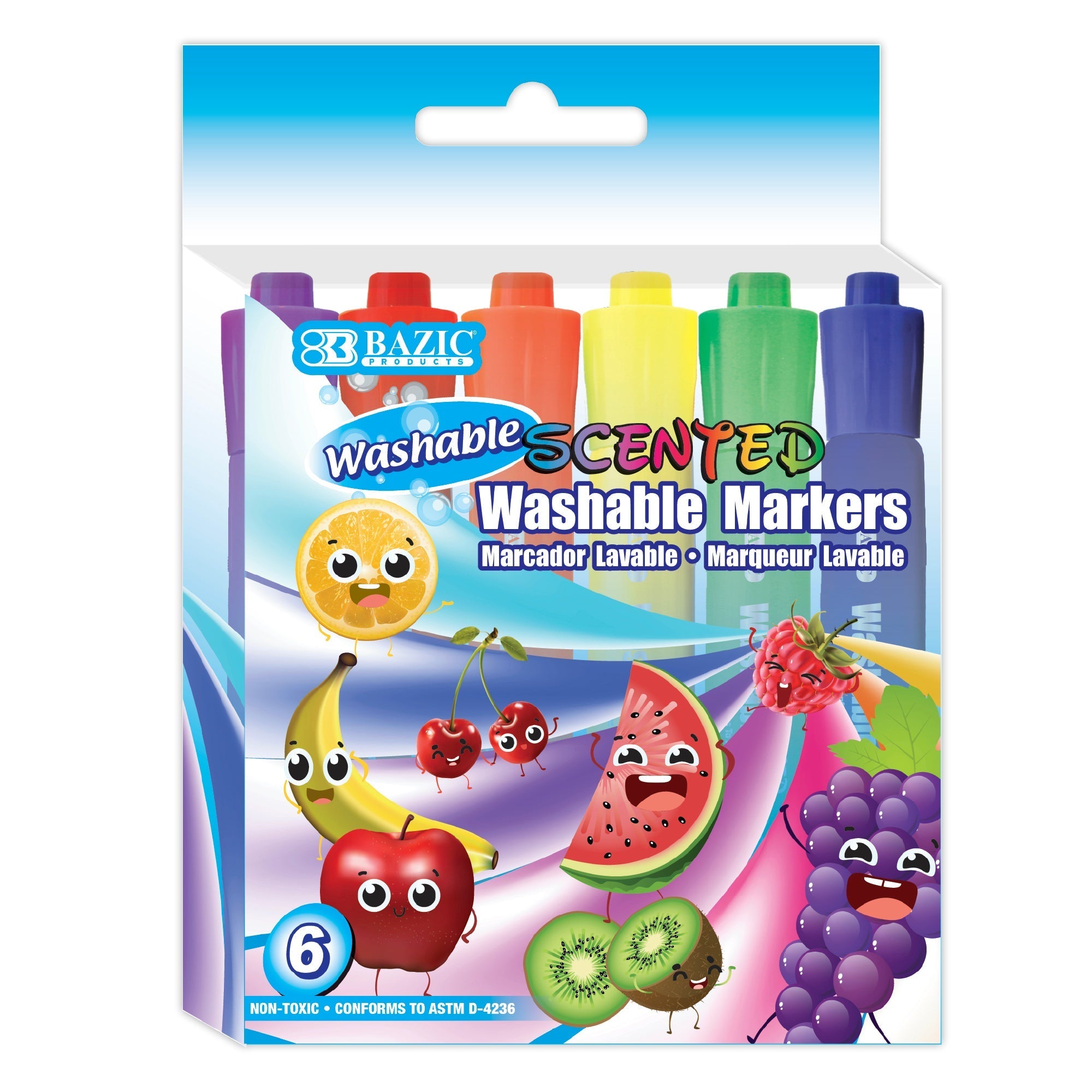 BAZIC 6 Colors Washable Scented Markers