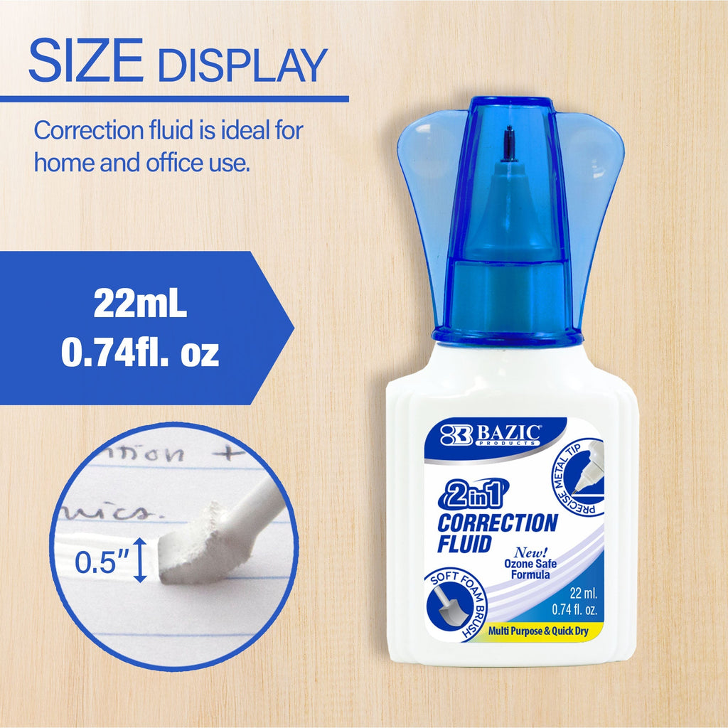 BAZIC 0.74 FL OZ (22 mL) 2 in 1 Correction w/