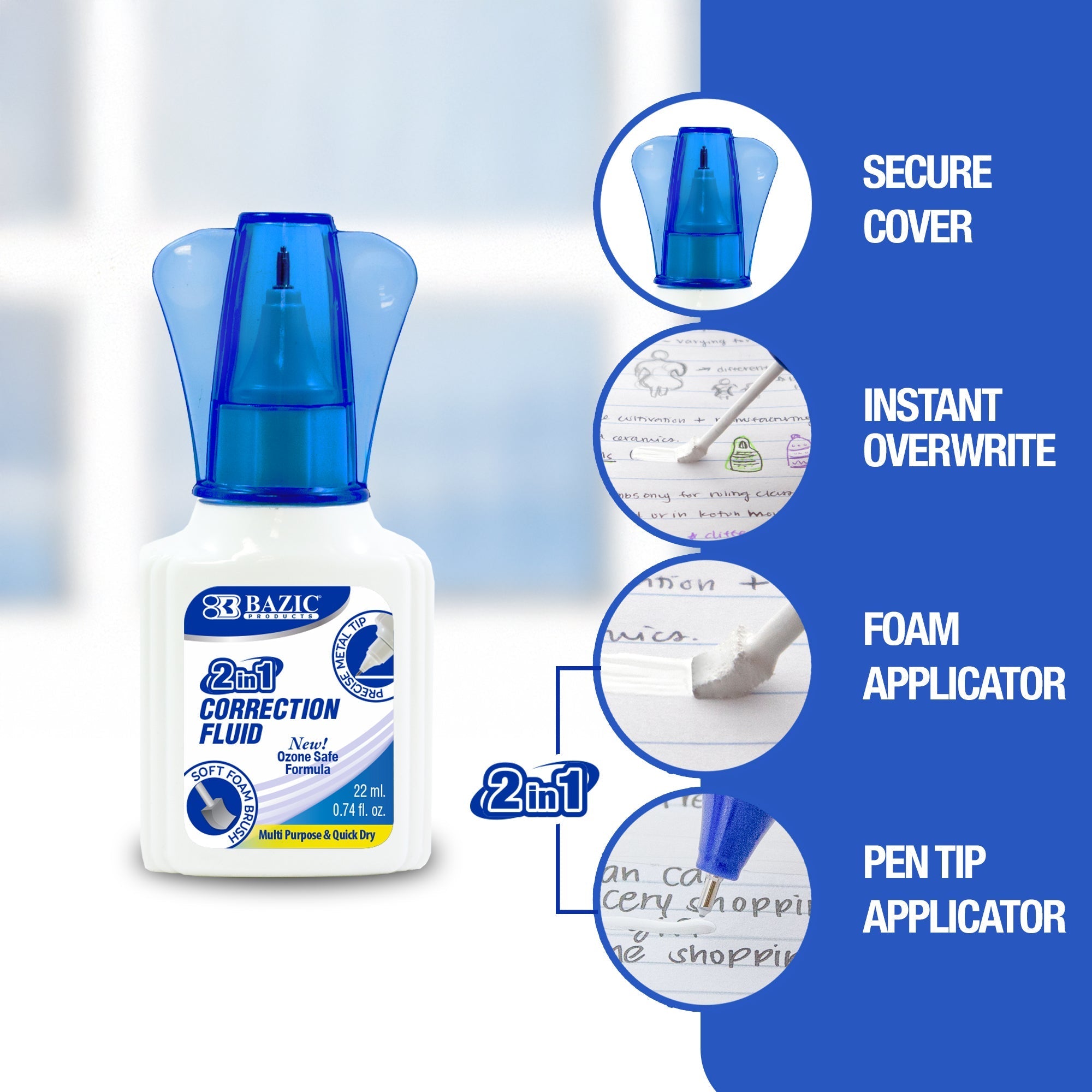 BAZIC 0.74 FL OZ (22 mL) 2 in 1 Correction w/