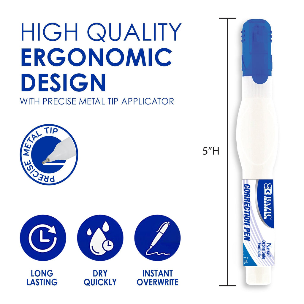 BAZIC 0.2 FL OZ (7 mL) Metal Tip Correction Pen