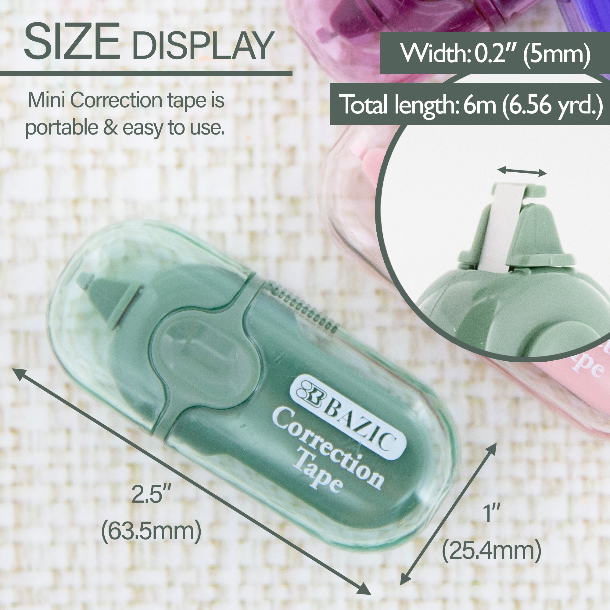 BAZIC 5 mm x 236" Mini Correction Tape with