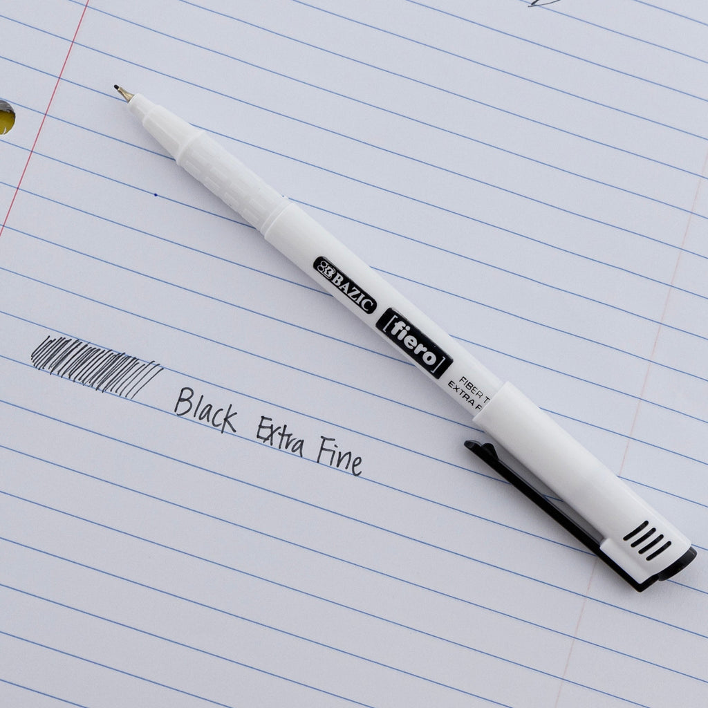 BAZIC Fiero Black Fiber Tip Fineliner Pen (4/Pack)