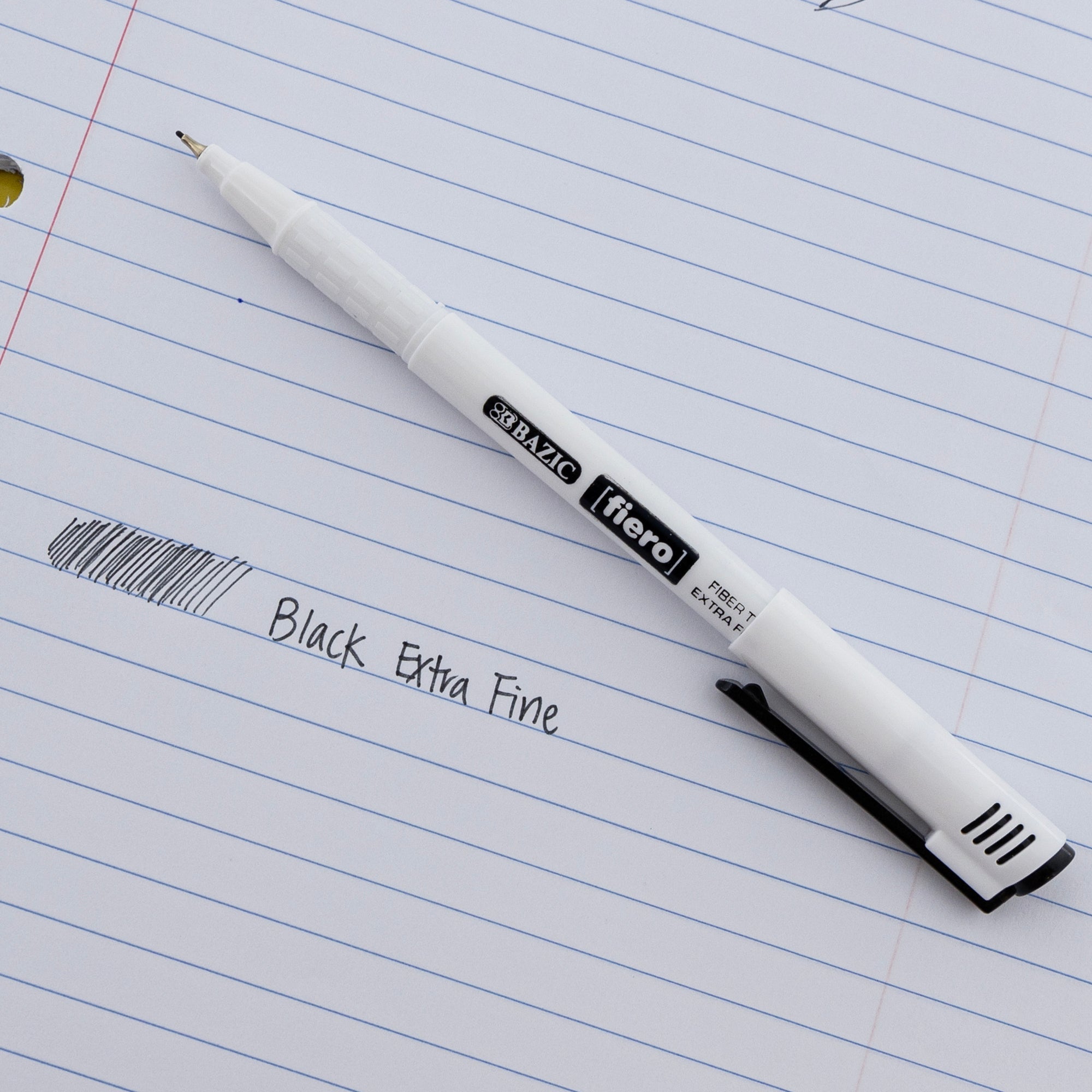 BAZIC Fiero Black Fiber Tip Fineliner Pen (4/Pack)