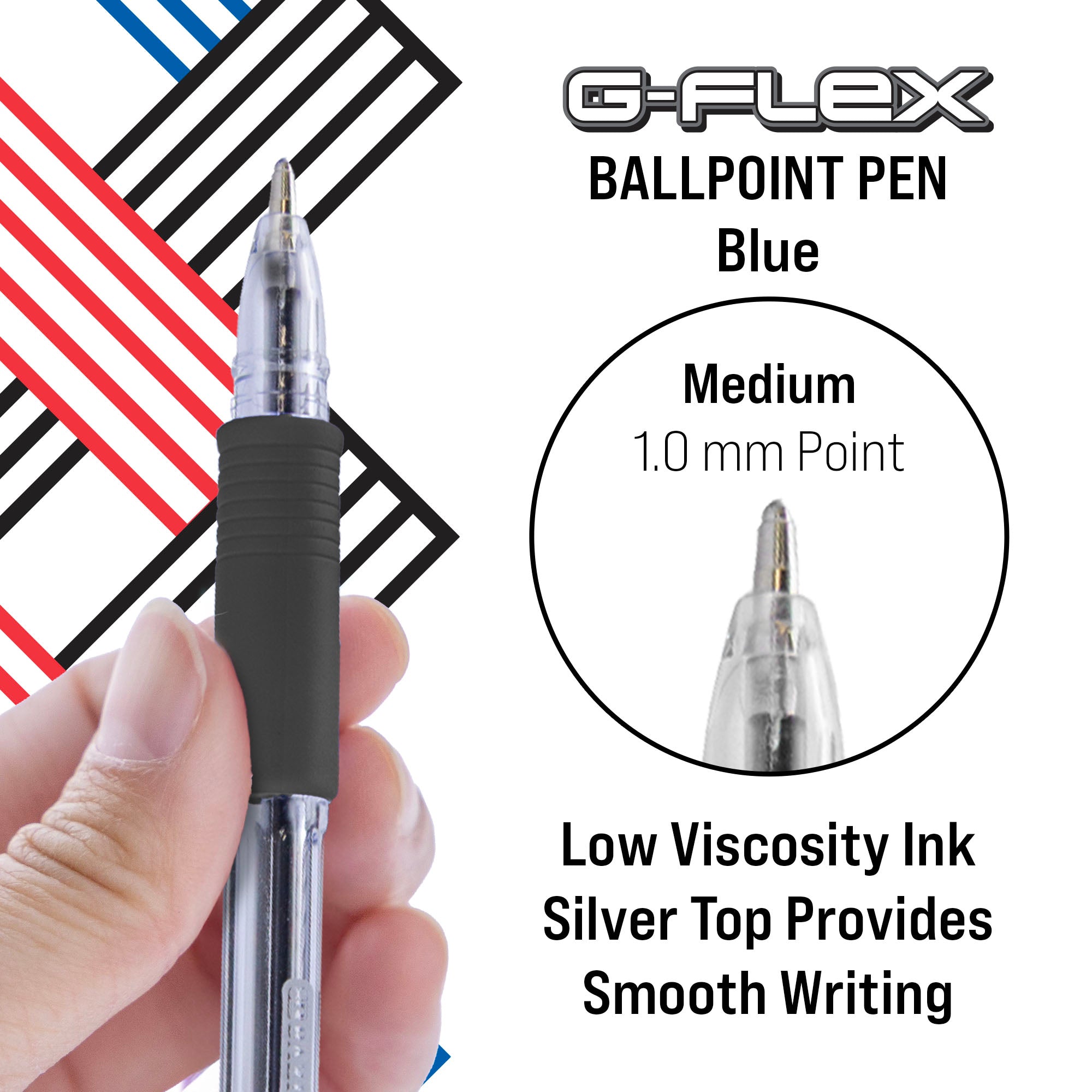 BAZIC G-Flex Black Oil-Gel Ink Pen w/ Cushion 4pk