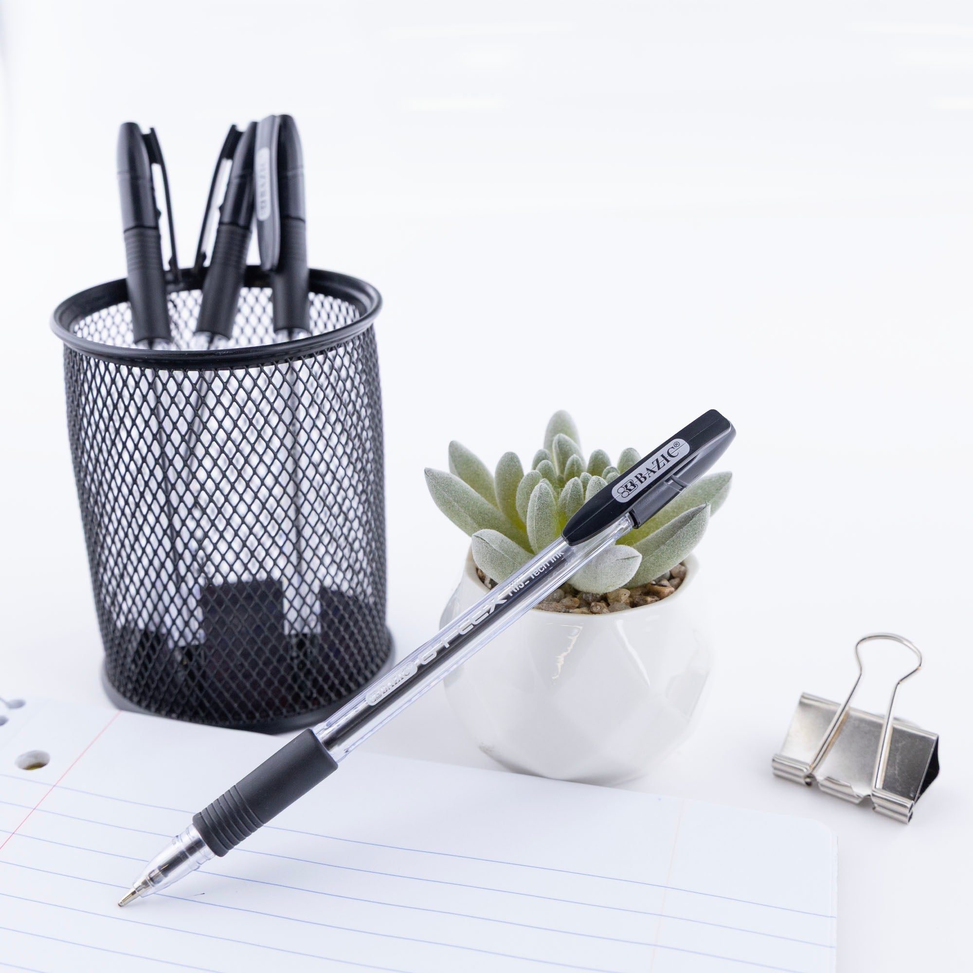 BAZIC G-Flex Black Oil-Gel Ink Pen w/ Cushion 4pk