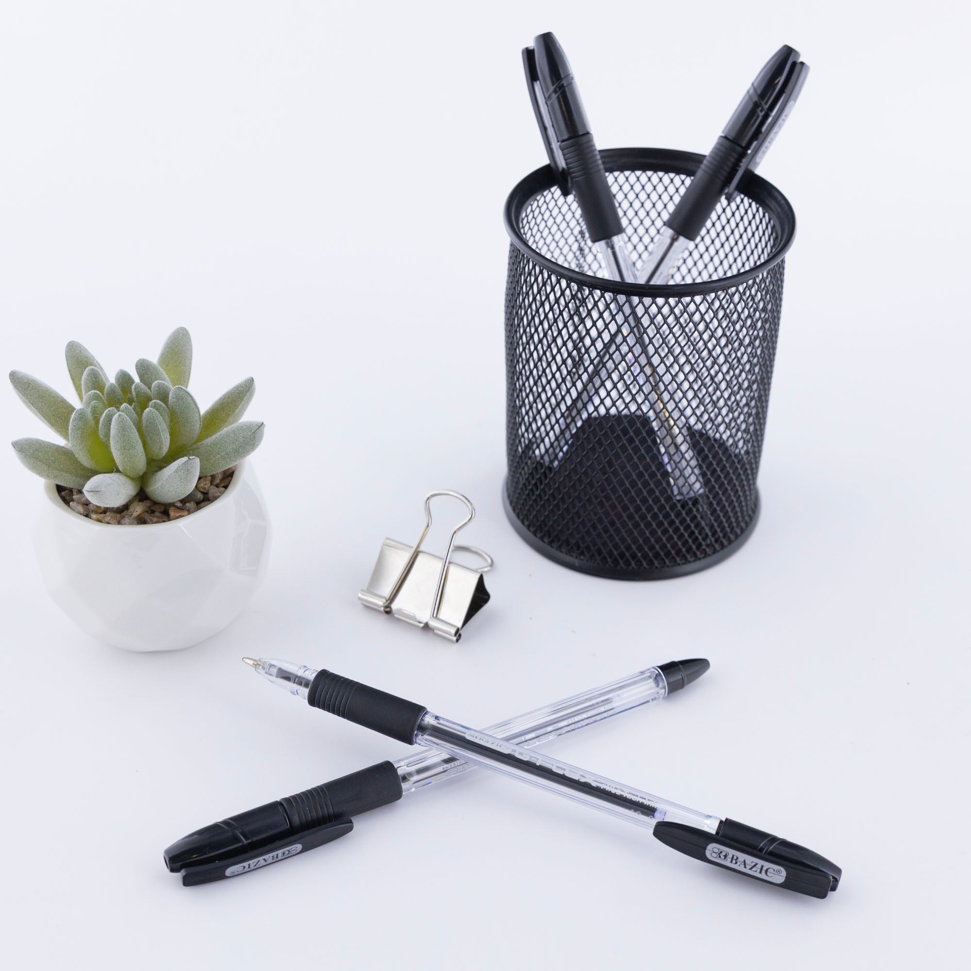 BAZIC G-Flex Black Oil-Gel Ink Pen w/ Cushion 4pk