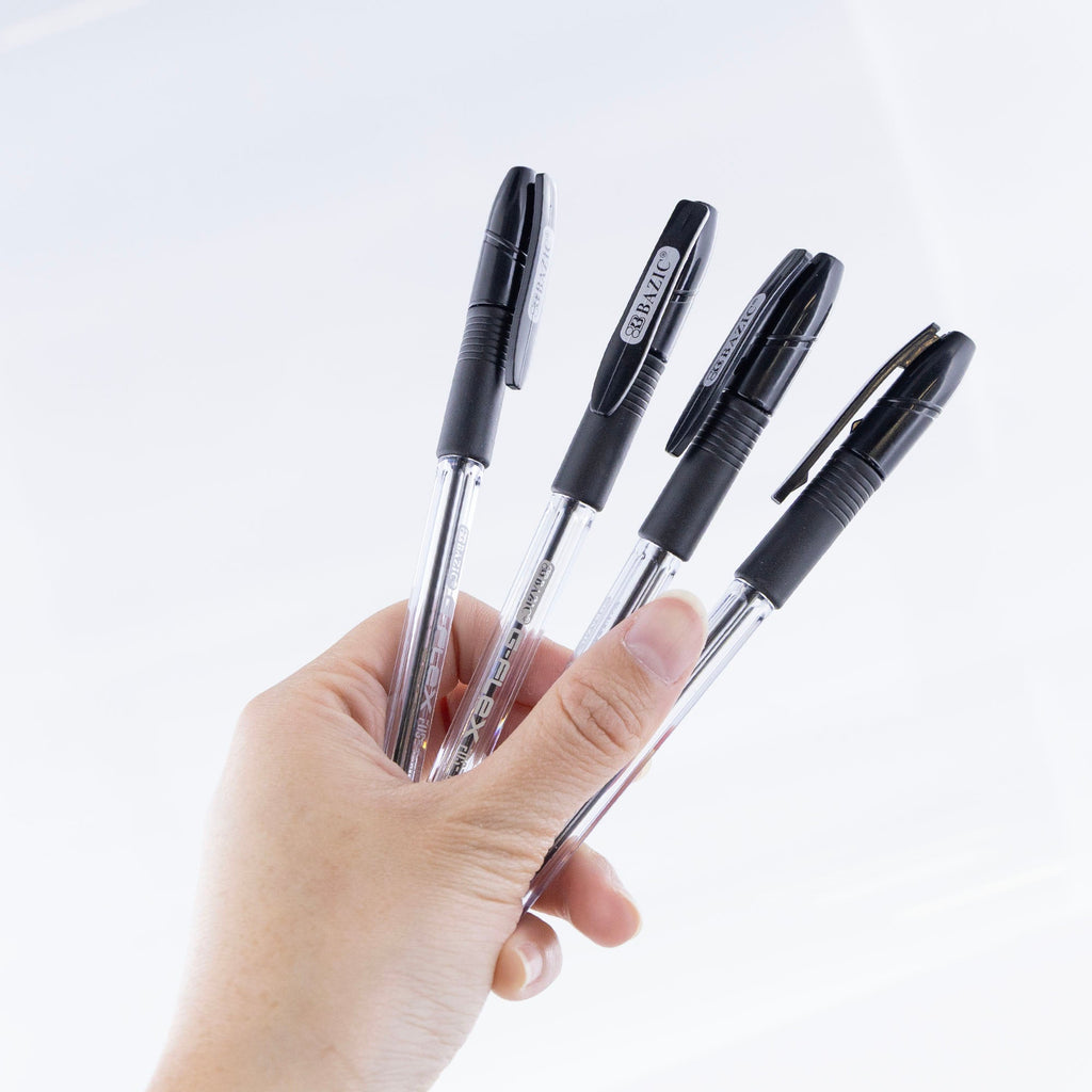 BAZIC G-Flex Black Oil-Gel Ink Pen w/ Cushion 4pk