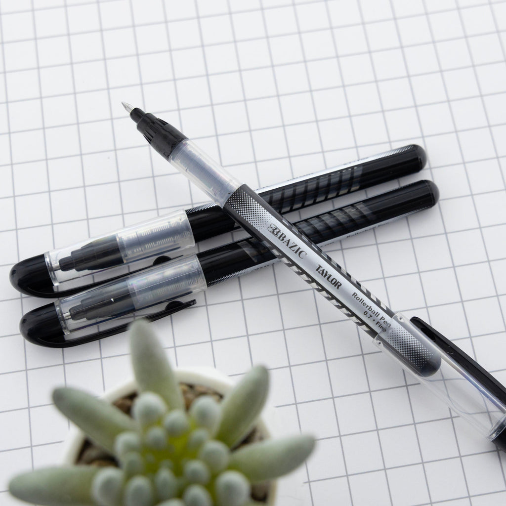 BAZIC Taylor Black Rollerball Pen (3/Pack)