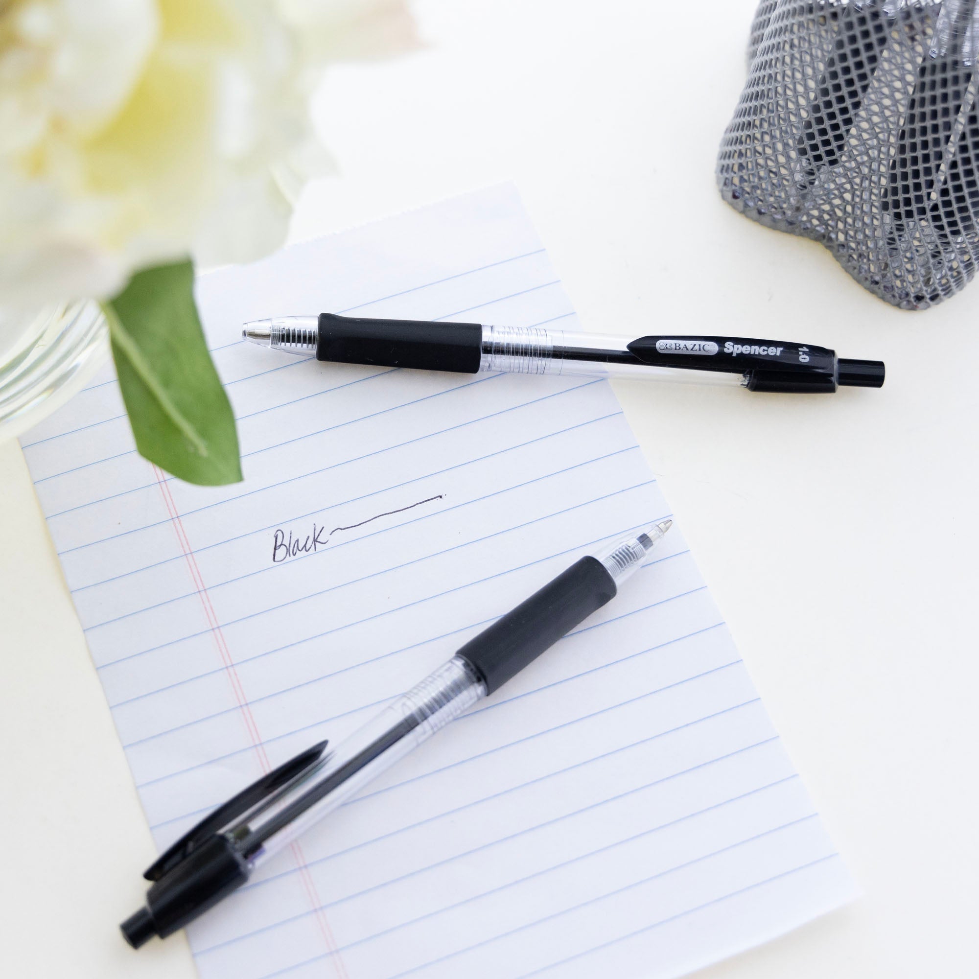 BAZIC Spencer Black Retractable Pen w/ Cushion
