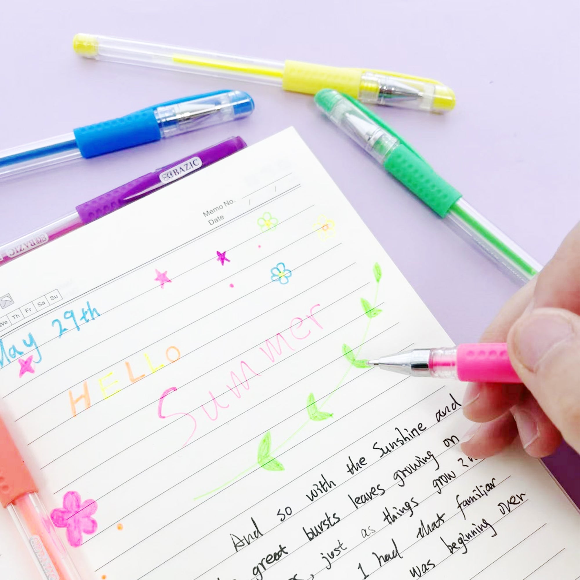 BAZIC 6 Fluorescent Color Essence Gel Pen