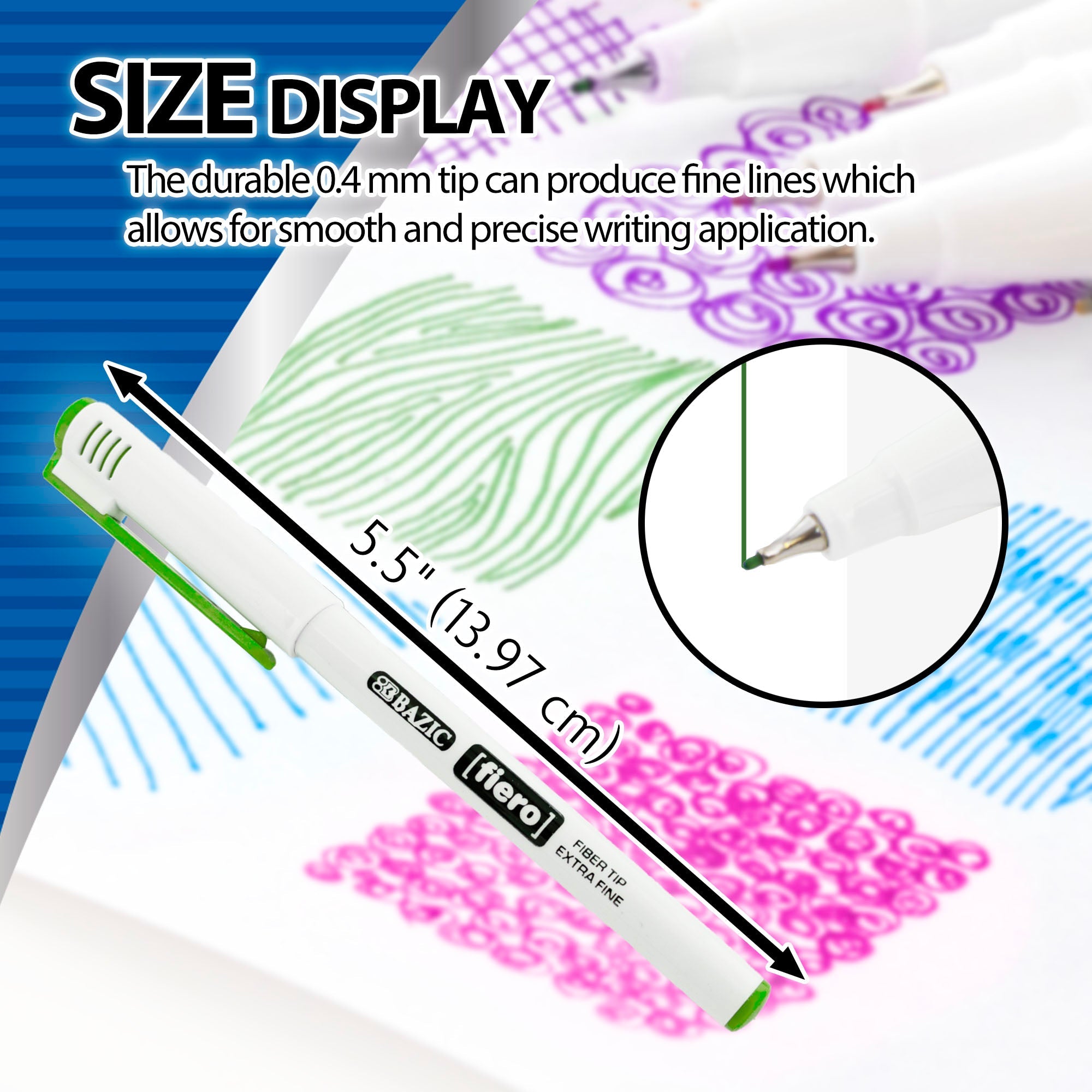 BAZIC Fiero Fancy Color Fiber Tip Fineliner Pen