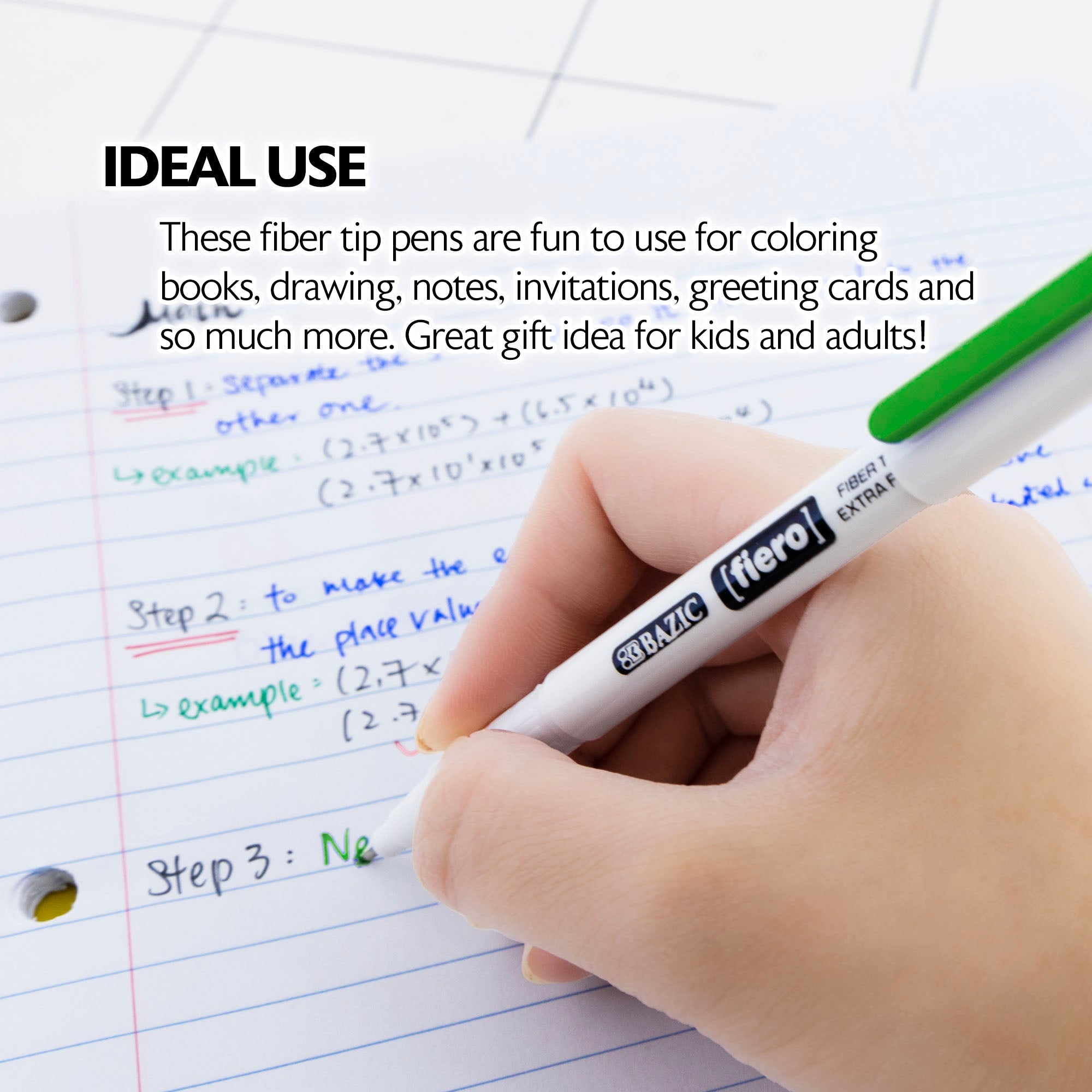 BAZIC Fiero Fancy Color Fiber Tip Fineliner Pen