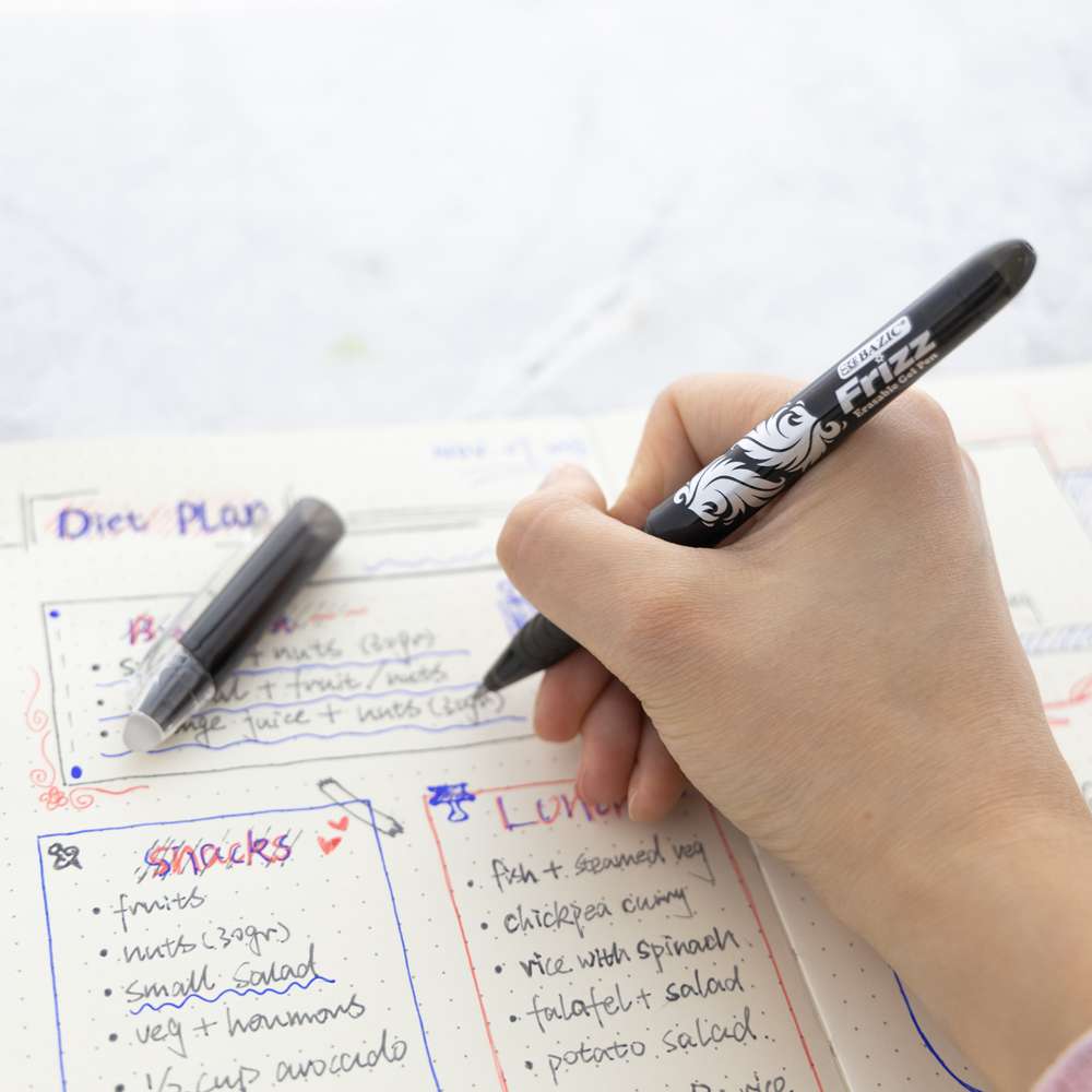 BAZIC Frizz Black Erasable Gel Pen with Grip