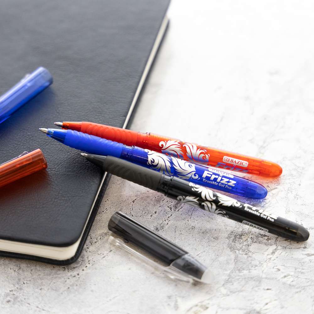 BAZIC Frizz Red Erasable Gel Pen with Grip
