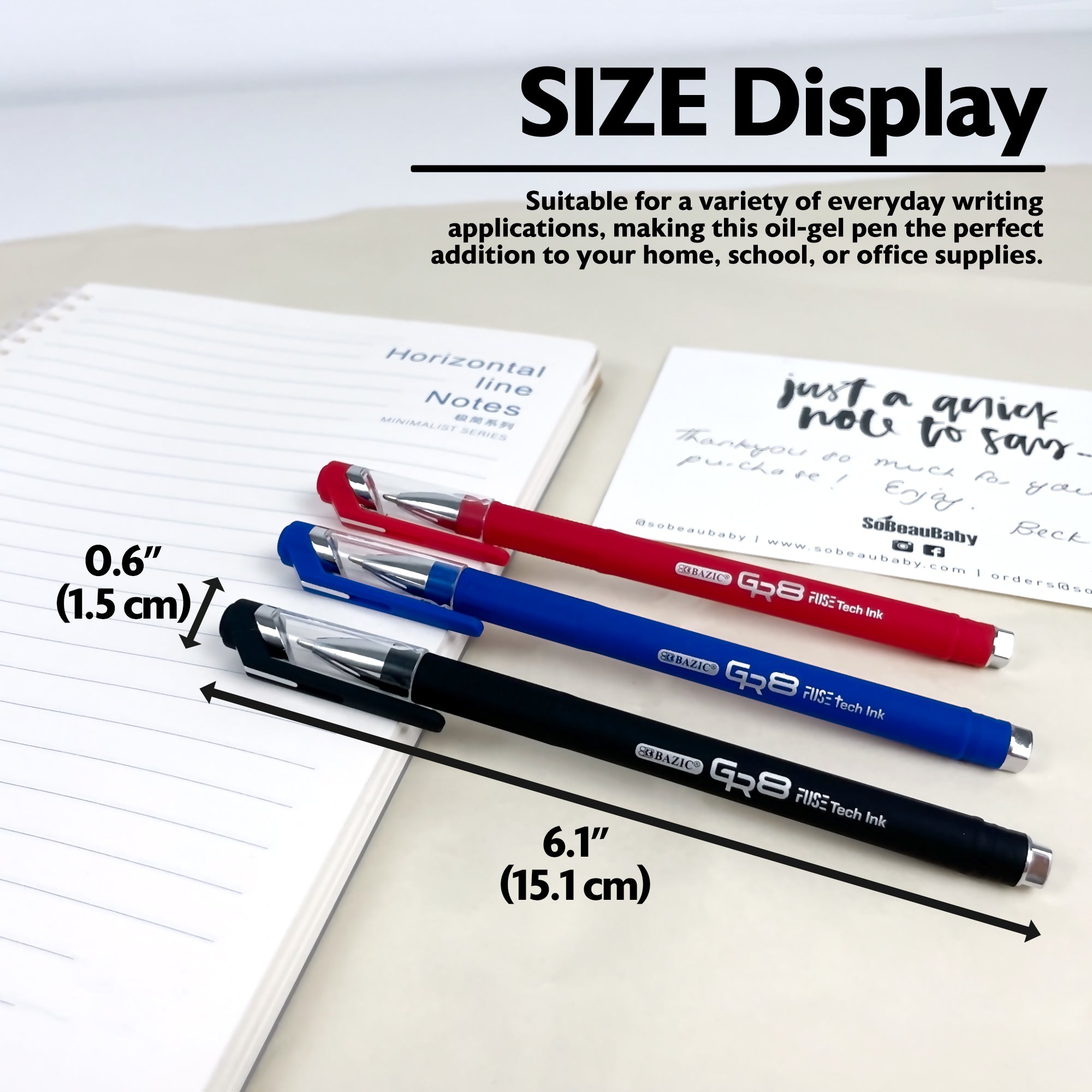 BAZIC GR8 Asst. Color Oil-Gel Ink Pen