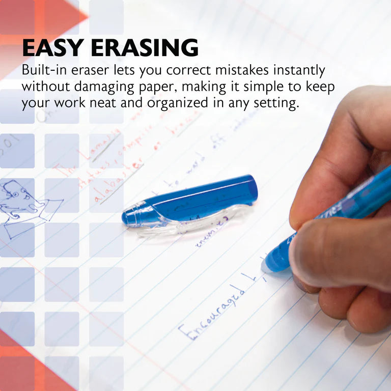 BAZIC Frizz Blue Erasable Gel Pen with Grip