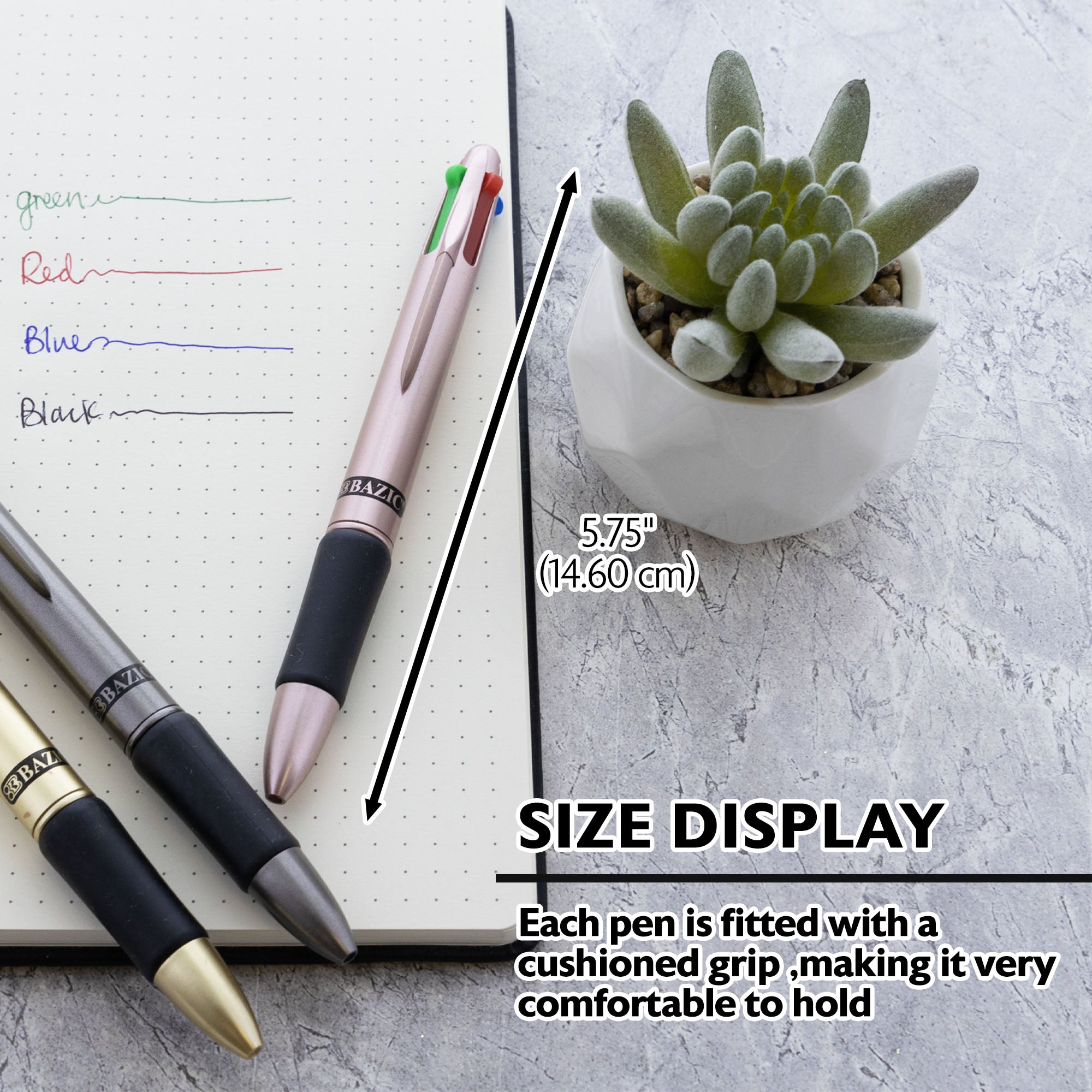 BAZIC Lynx Satin Top 4-Color Pen w/ Cushion