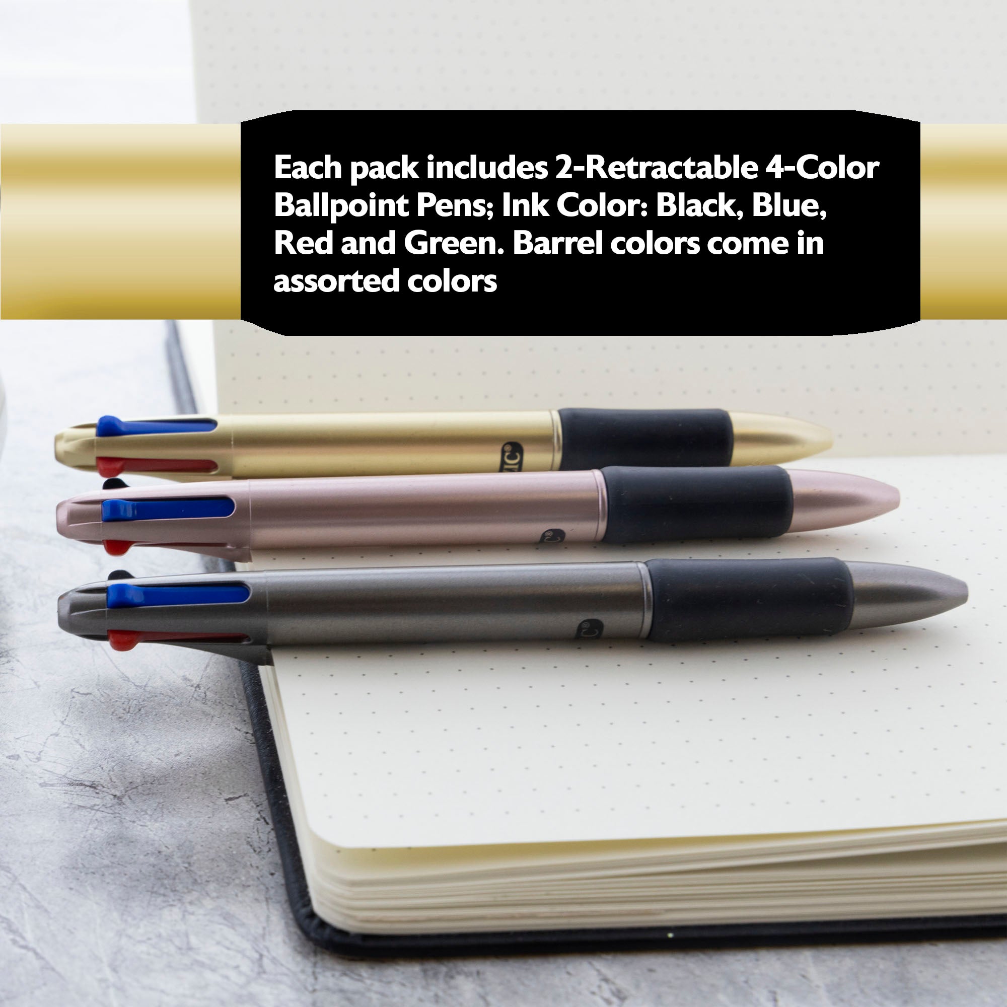 BAZIC Lynx Satin Top 4-Color Pen w/ Cushion
