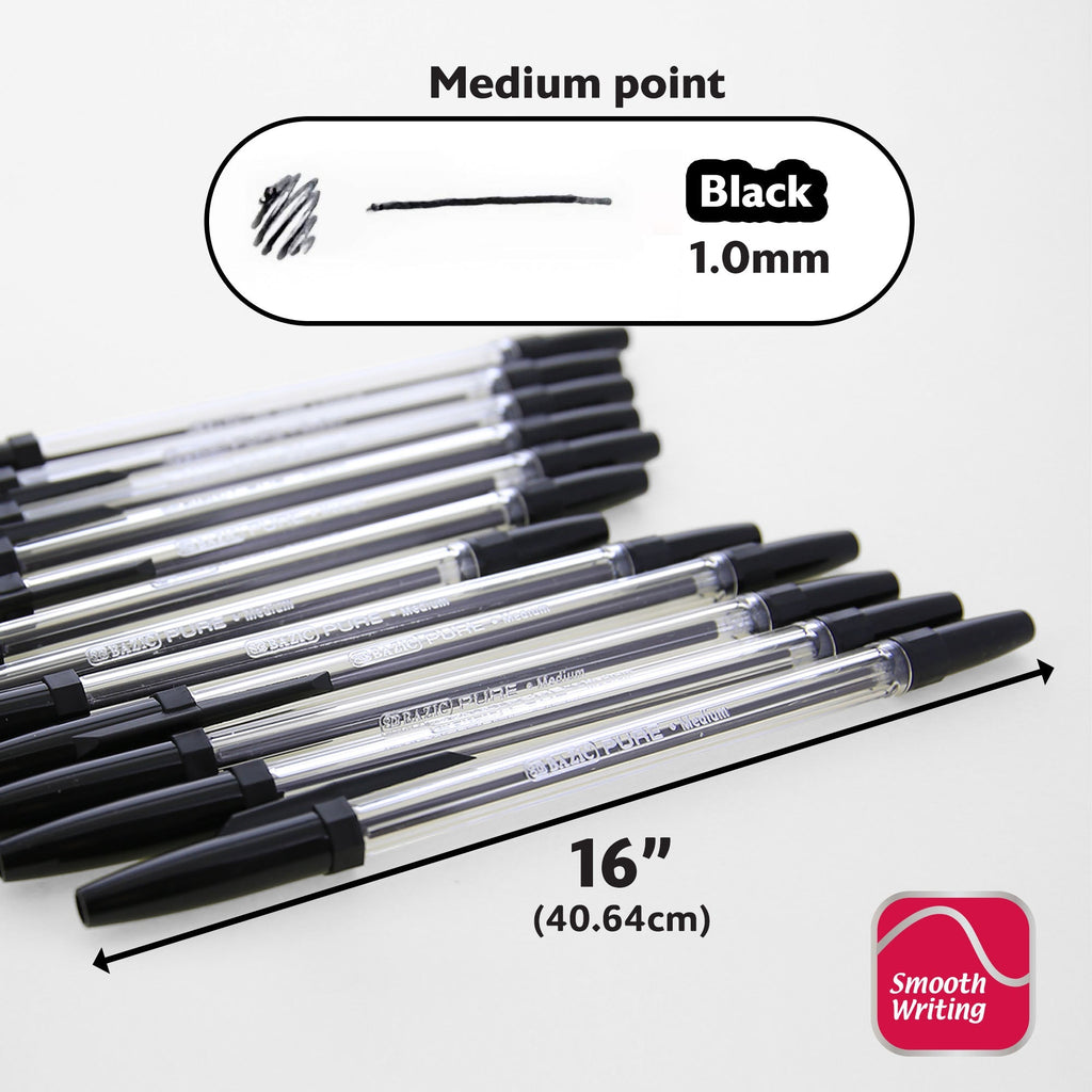 BAZIC Pure Black Stick Pen (12/Pack)