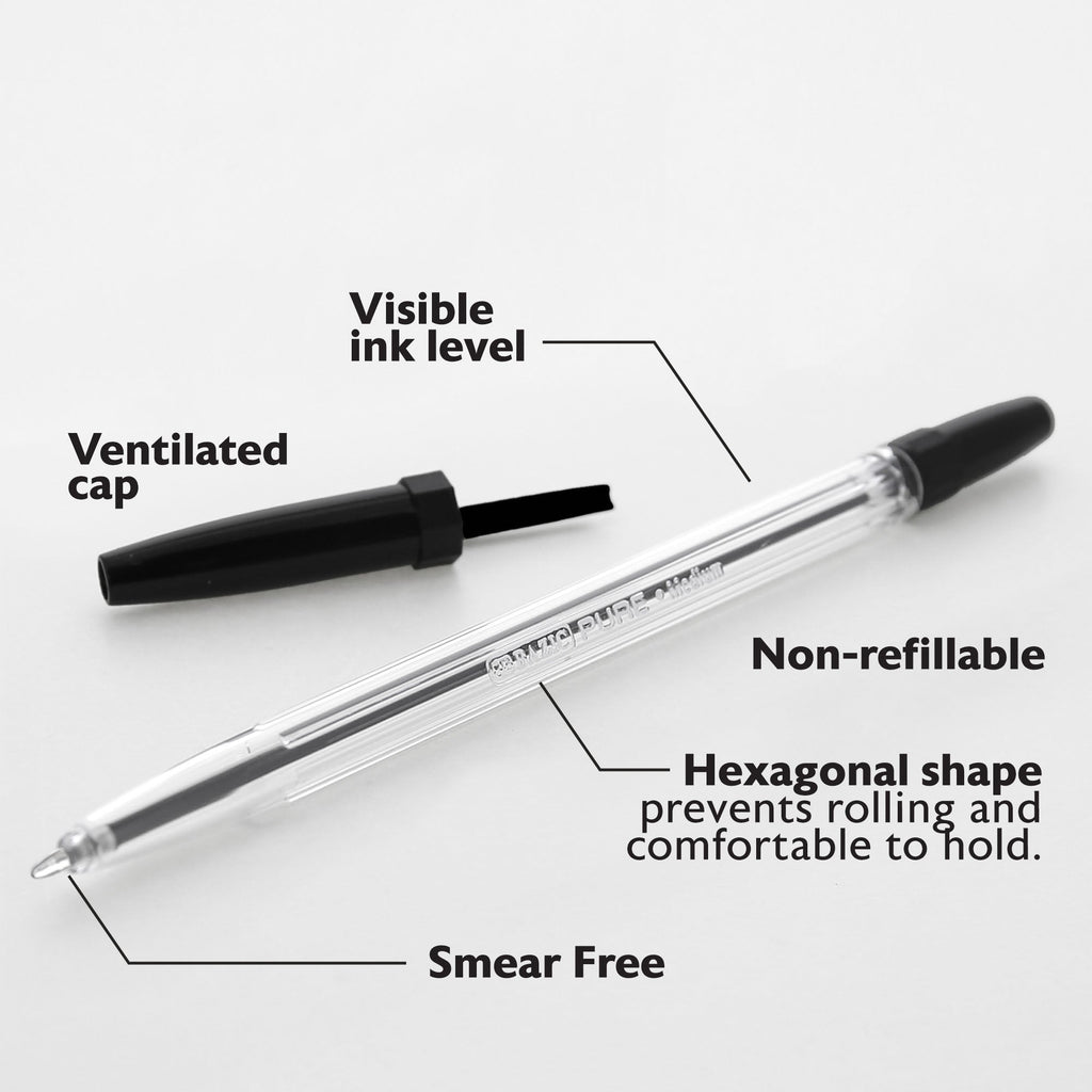 BAZIC Pure Black Stick Pen (12/Pack)