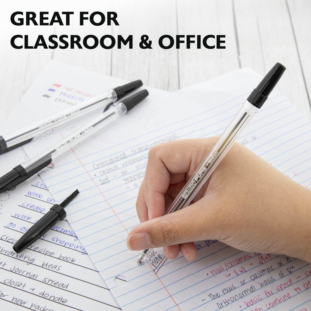 BAZIC Pure Black Stick Pen (12/Pack)
