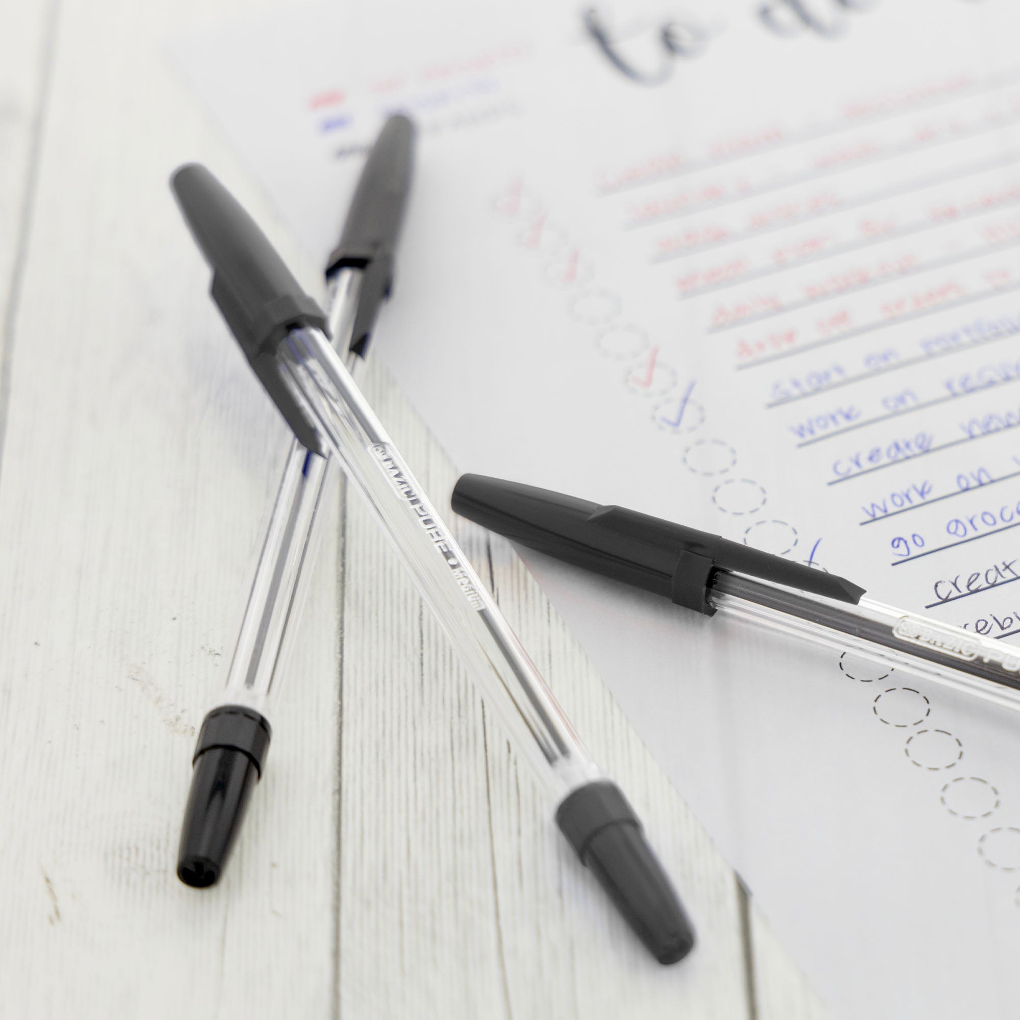 BAZIC Pure Black Stick Pen (12/Pack)