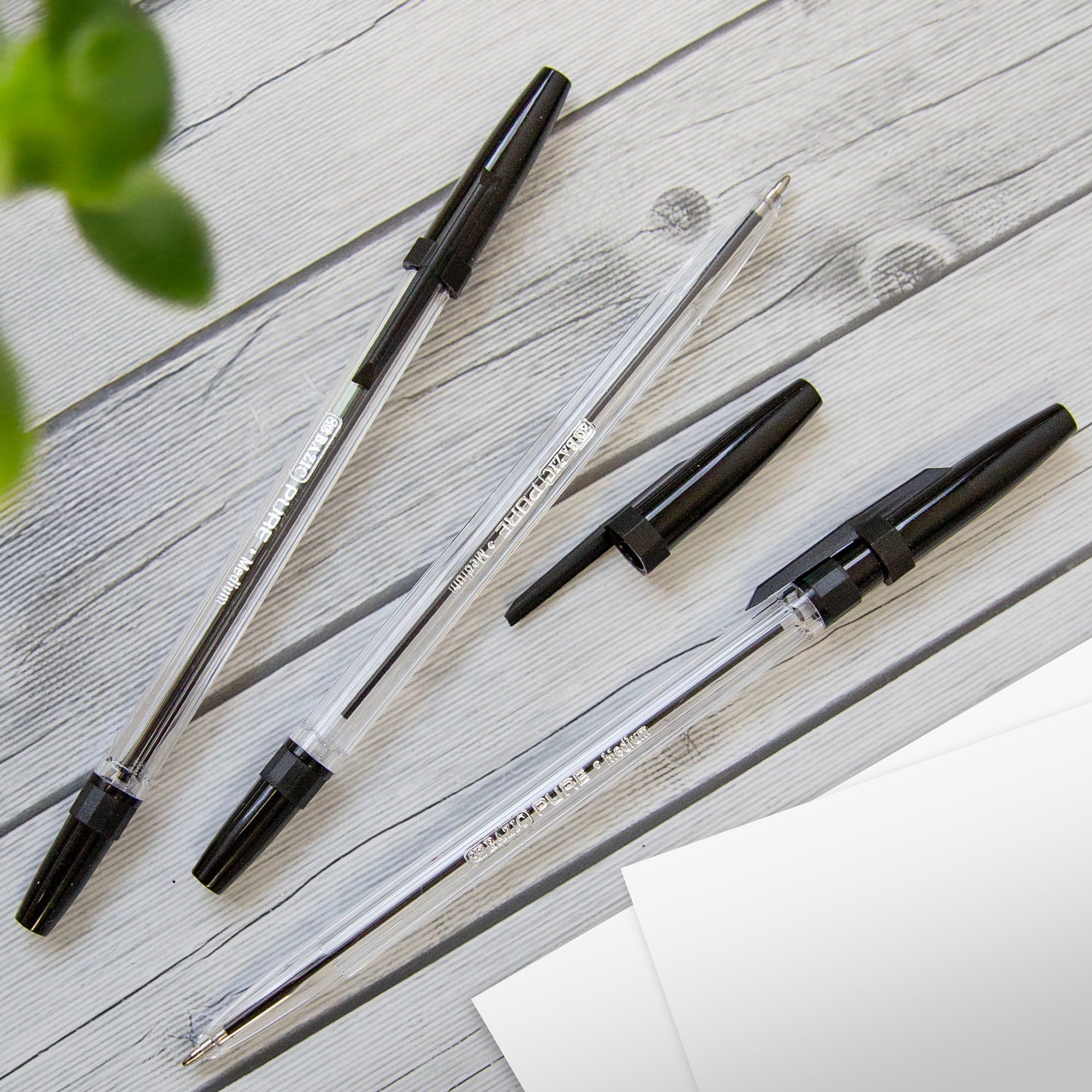 BAZIC Pure Black Stick Pen (12/Pack)