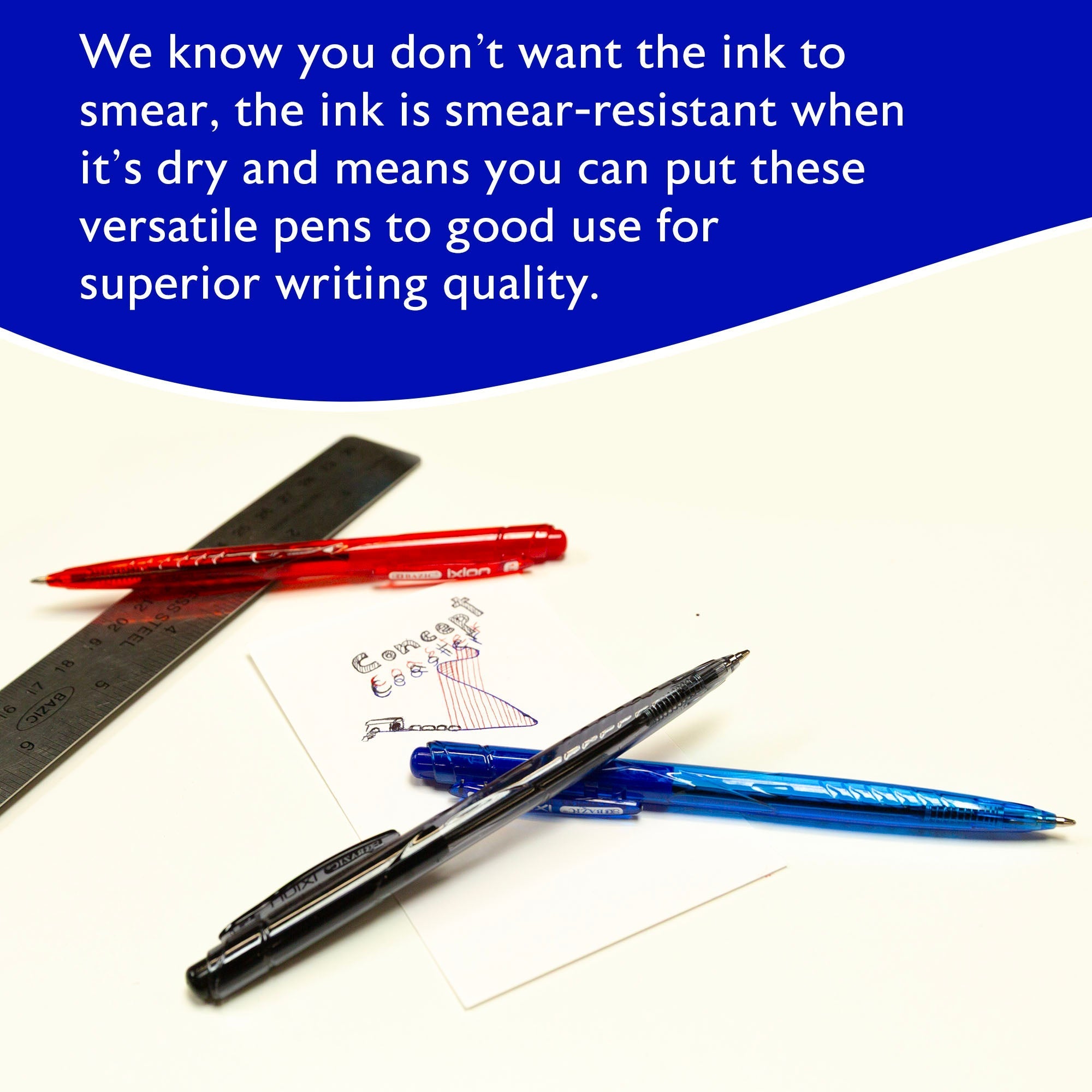 BAZIC Ixion Assorted Color Retractable Pen 5pk